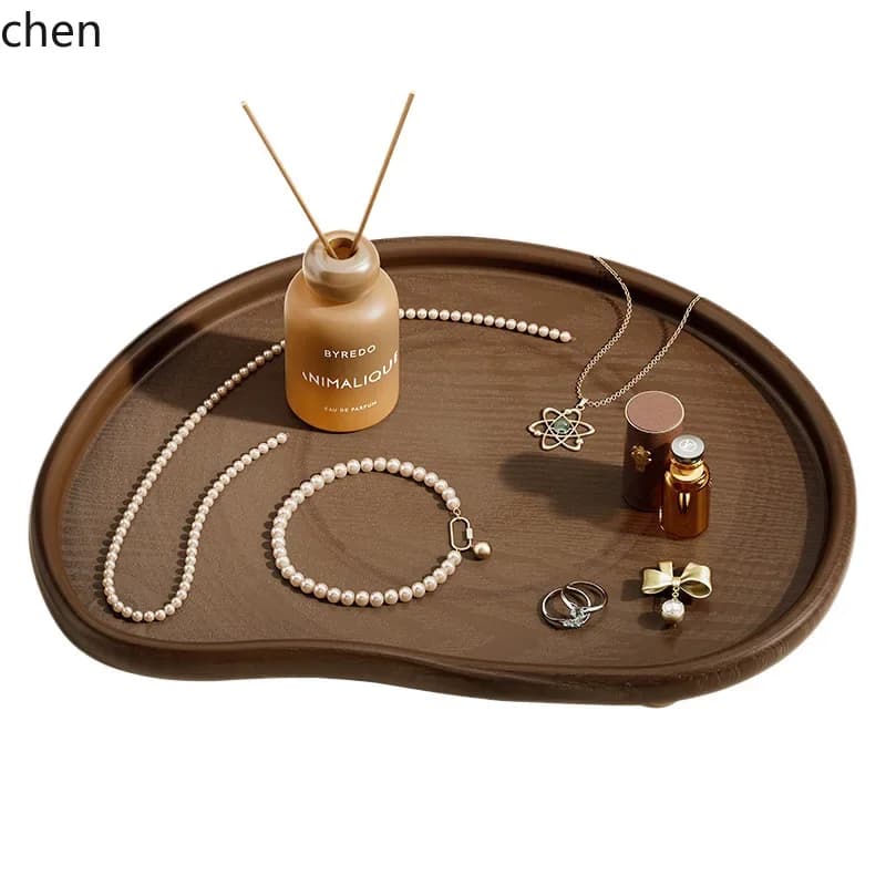Zml retro simulated wood tray - cosmetic organizer, jewelry storage rack, bedroom & living room decor