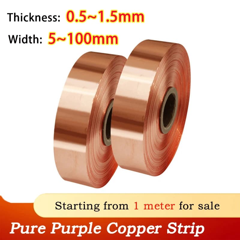 Thickness: 0.5/0.6/0.8/1/1.5mm Width: 5~100mm Pure Copper Strip Coppers Sheet Metal Sheet Purple Coppers Foil