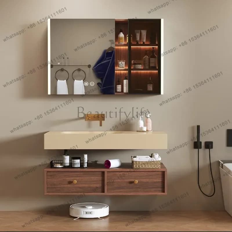 Bathroom cabinet antique rock slab hot bending integrated basin toilet washbasin cabinet