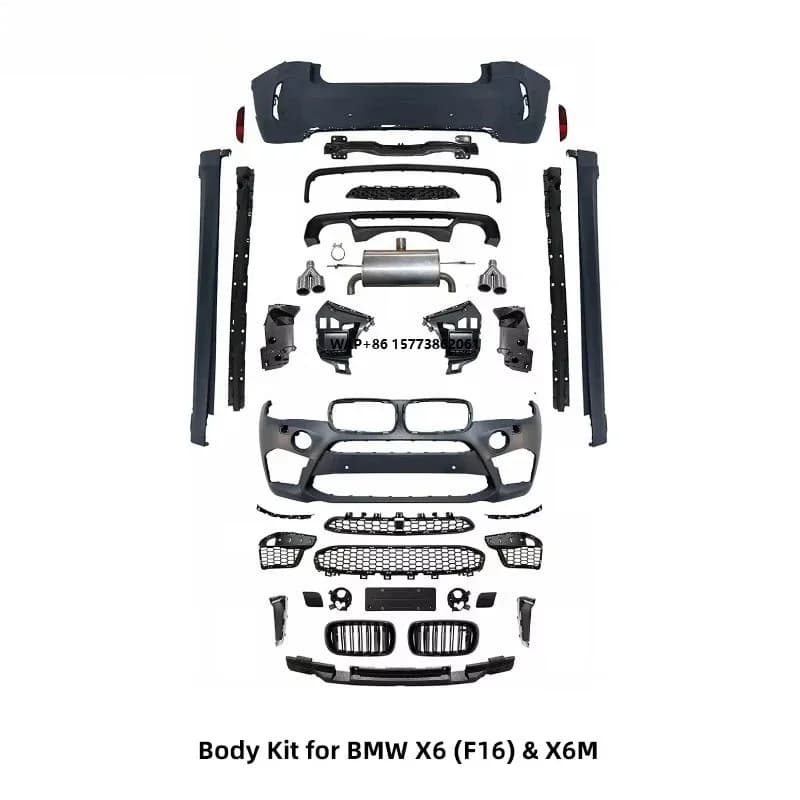 Body Kit Suitable for X6 F16 Upgraded MX6 Front and Rear Bumpers, Wheel Arches, Side Skirts, Tail Throats, 14-19 Front Rear