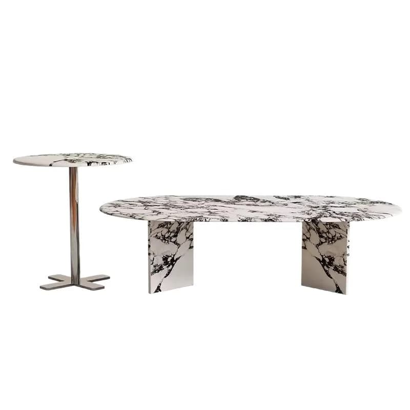 YJQ French natural marble round coffee table style retro living room home coffee table modern furniture