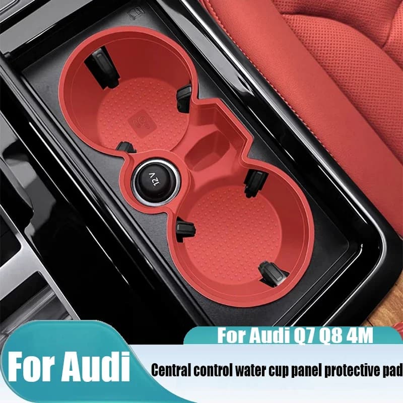 For Audi Q7 Q8 4M 2020 2021 2022 2023-2025 Front Center Console Cup Holder Panel Protective Pad Car Interior Trim Accessories