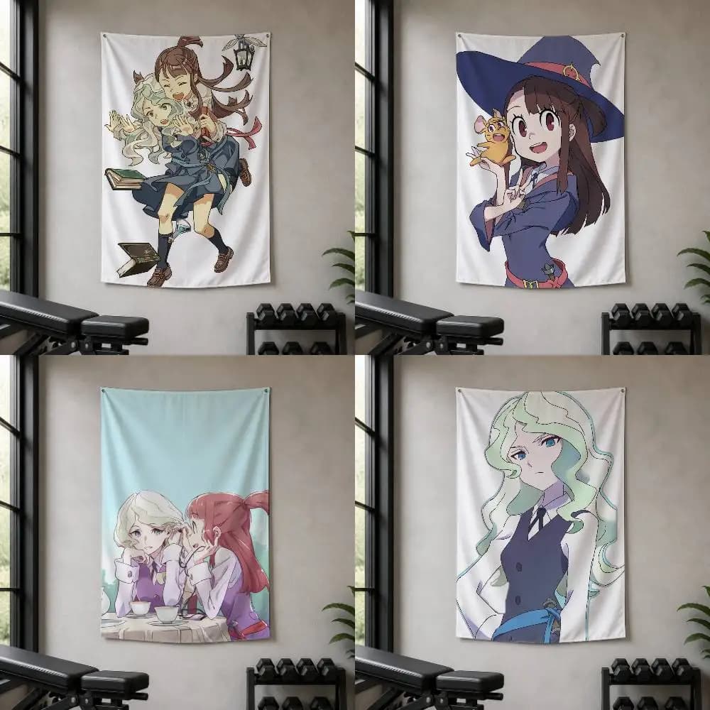 L-Little Witch Academia  Decorative Hanging Flag with Grommets for Garage Bedroom Dorm Wall Decor