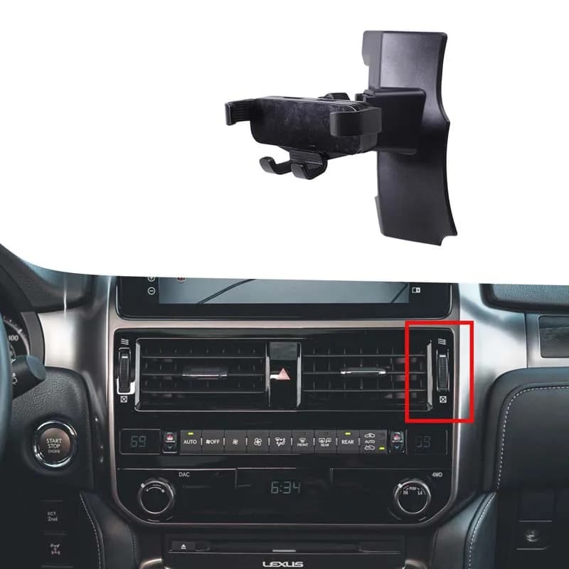 For Lexus GX 21-23 ABS Black Car Center Control Air Outlet Right Side Mobile Phone Holder GPS Navigation Bracket Accessories