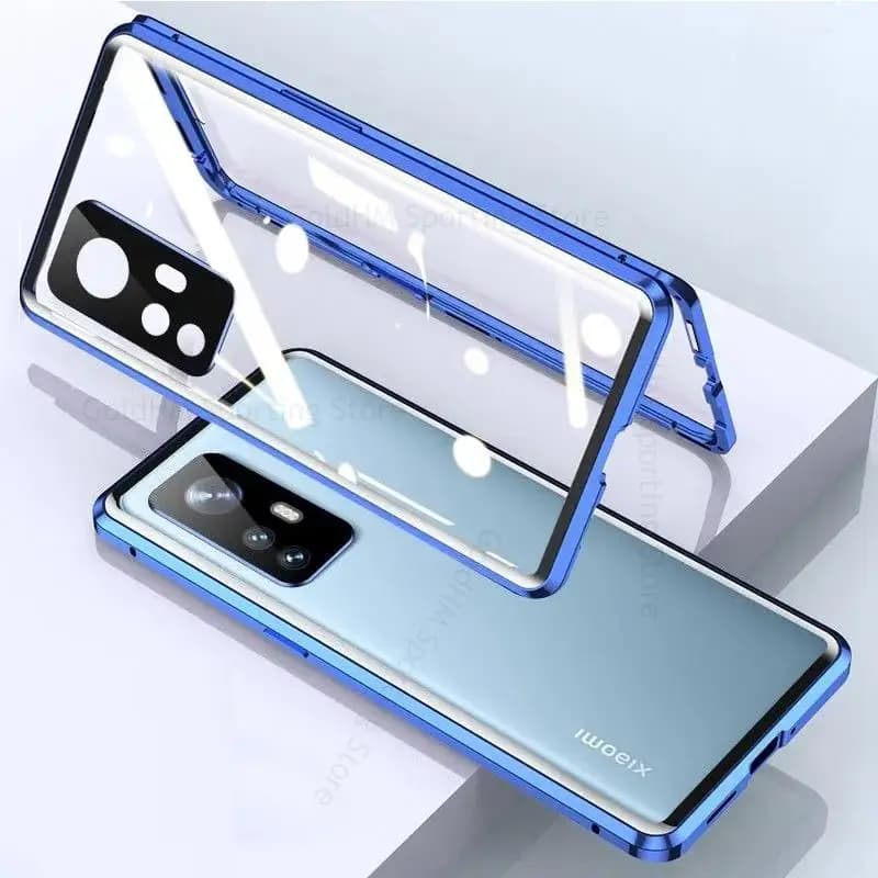 9H Tempered Glass Phone Case For Xiaomi 12X 12 Pro Magnetic Adsorption Flip Cover For Mi 12X 12 360 Double-Sided Film Protector