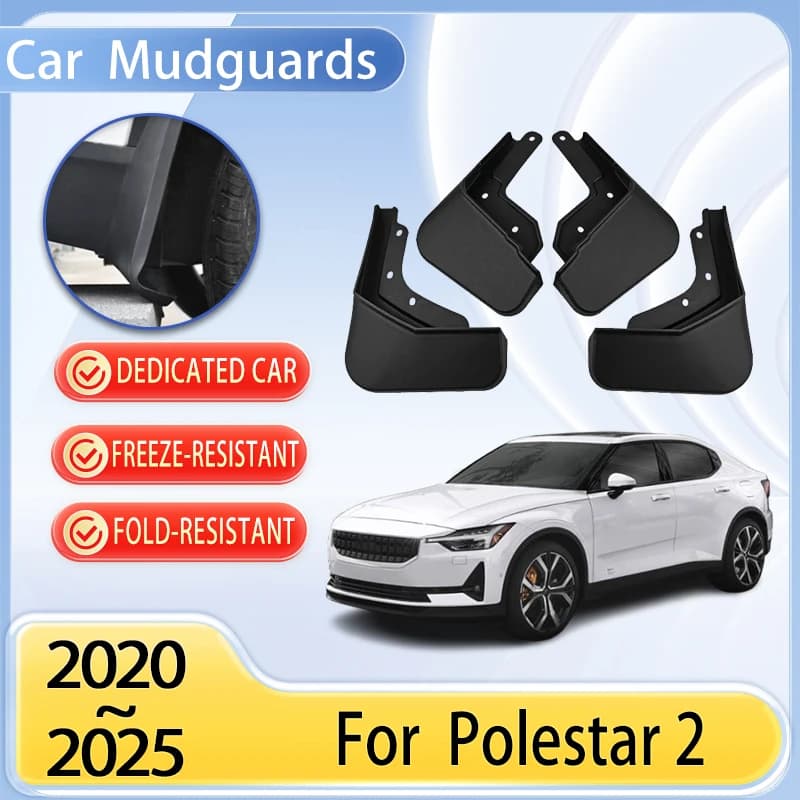 Car Mudguards Parts For Polestar 2 2024 2020~2025 Car Mudflap Tool Splash Proof Fender Car Flare Cover Guard Auto Mud Accessorie