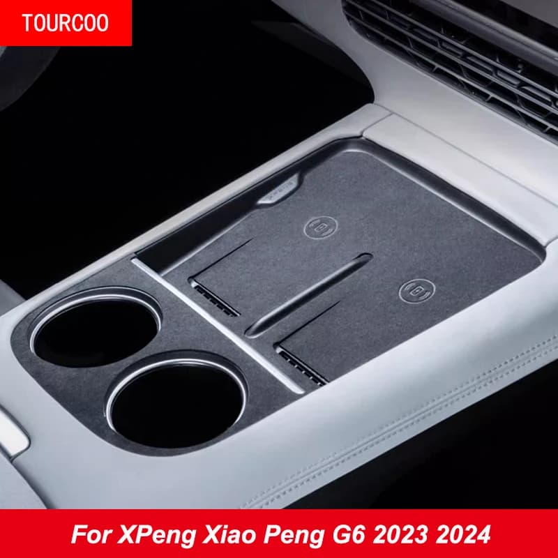 For XPeng Xiao Peng G6 2023 2024 Central Control Wireless Charging Panel Water Cup Mat Suede Protective Accessories