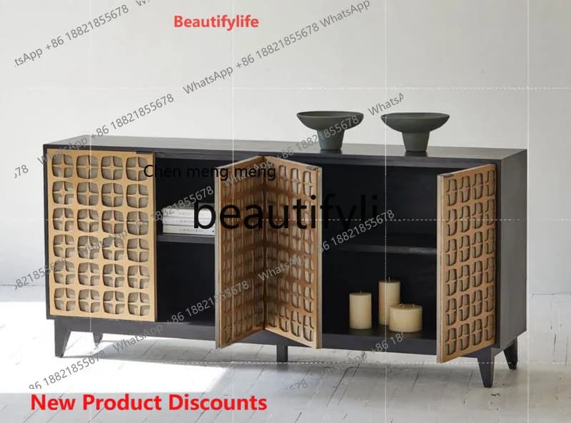 2003 Nordic medieval solid wood entrance locker bedroom TV cabinet art side cabinet can be customized