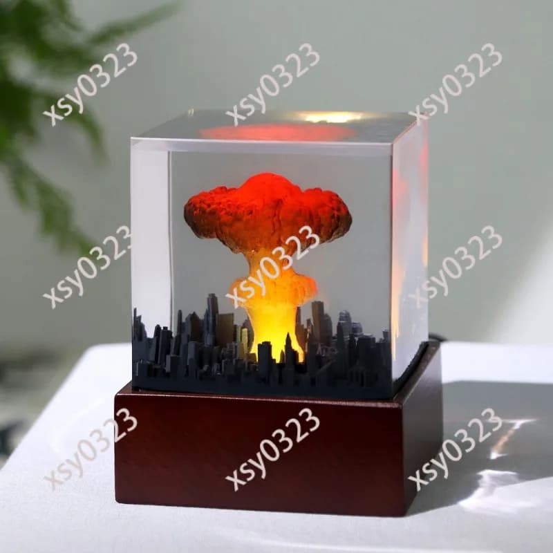 Creative Mushroom Cloud Explosion Resin Craft Night Light Home Desktop Decor