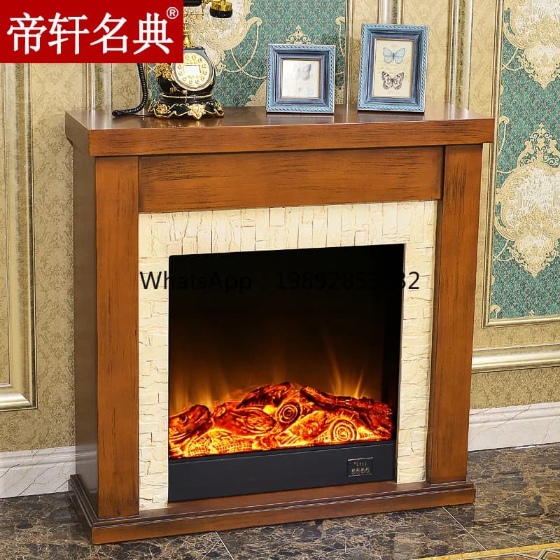 LYY European Style Fireplace Simple Solid Wood American Style Fireplace Frame Decorative Heating LED Core