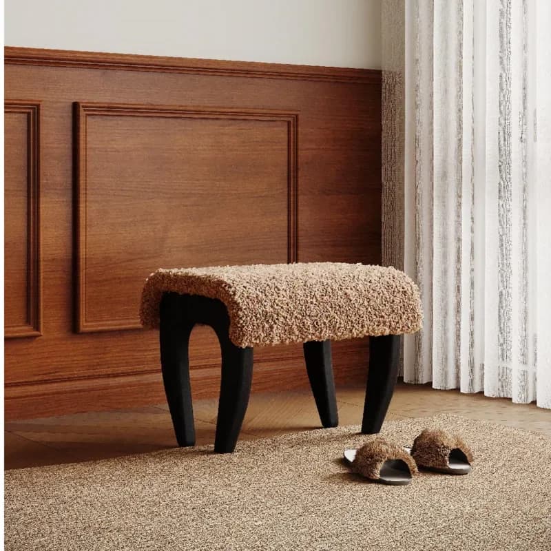 Middle Ancient Style Shoe Changing Stool Solid Wood Household Makeup Seat Designer Shoe Bench High Elastic Sponge Hallway Otaman