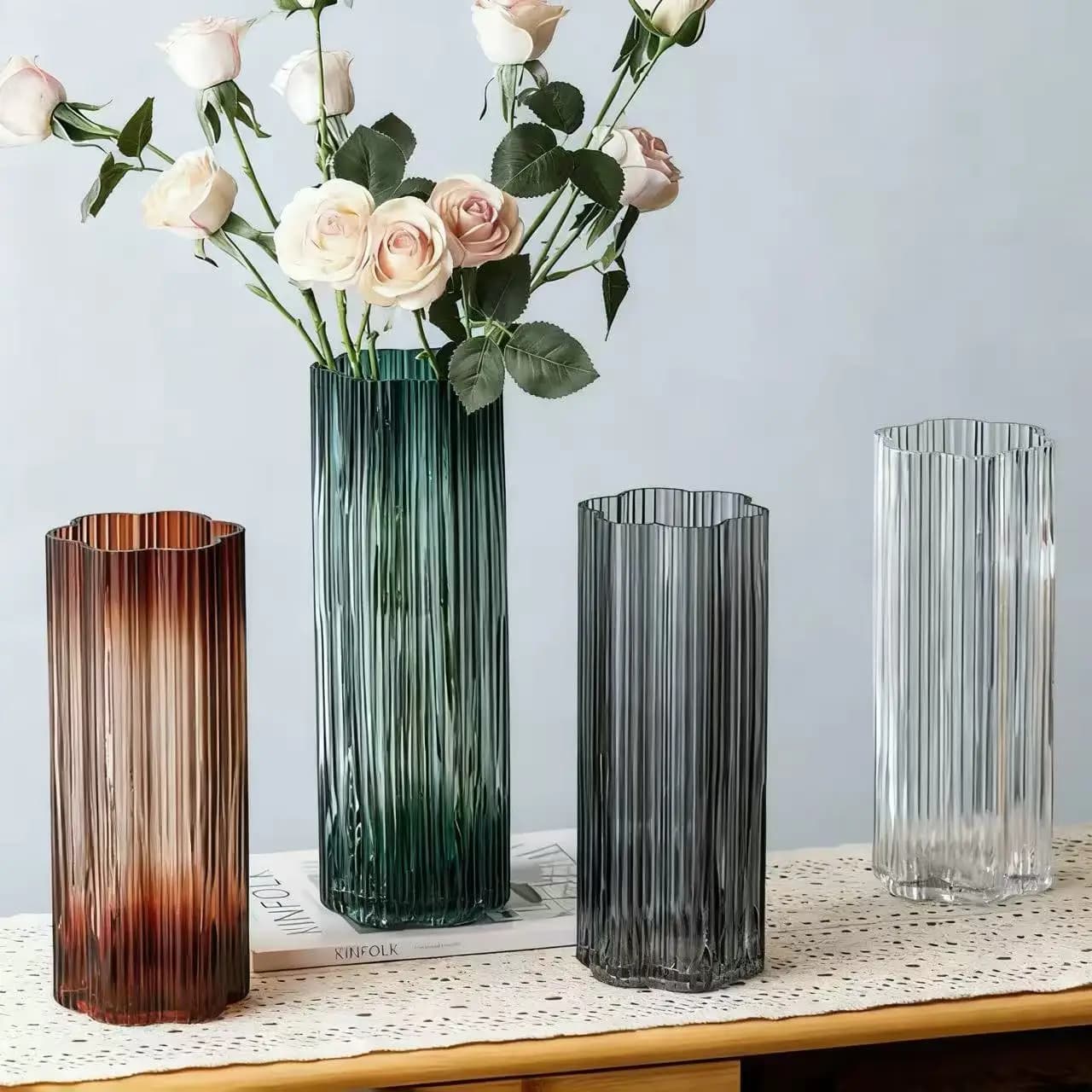 Nordic Style Light Luxury Glass Vase Flower Arrangement Hydroponic Home Ornament Office Desktop Decoration Ornament