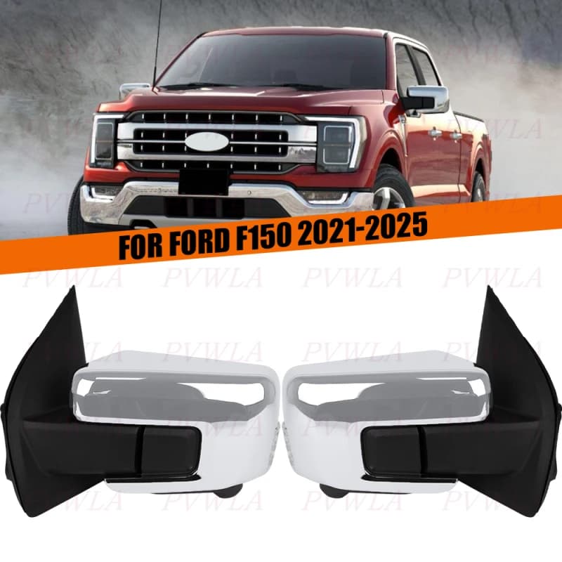 Left 12PIN Right 14PIN Chrome Heat Camera Turn Lamp Rear Mirror Assembly For Ford F150 2021 2022 2023 2024 2025 Car Accessories