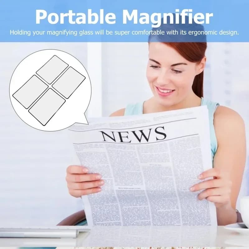 4Pcs Card Sized Magnifying Glass Reading Magnifier Portable Lightweight 3X Fresnel Lens Reading Aid Sheet for Seniors Office