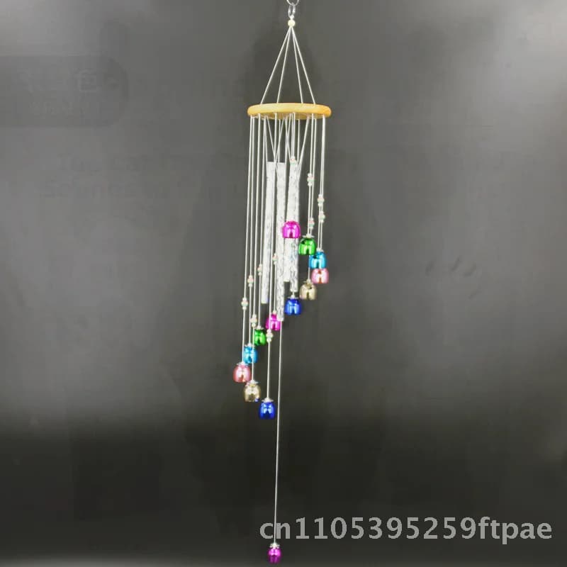 Colorful Bell Wind Chimes Solid Wood Aluminum Tube with Copper Alloy Decoration for Home Garden Hanging Artistic Wind Bell