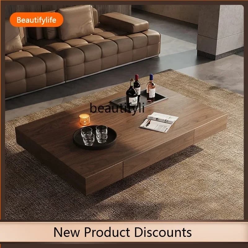 X  F109 Retro style solid wood box coffee table, sofa with coffee table simple living room rectangular wood