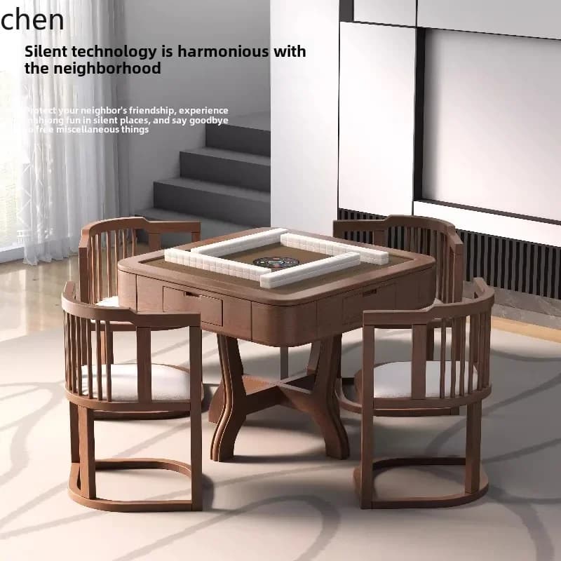 y8- New Chinese Solid Mahjong Machine Fully Automatic Household Storage High-end Mahjong Dining Table Dual-purpose