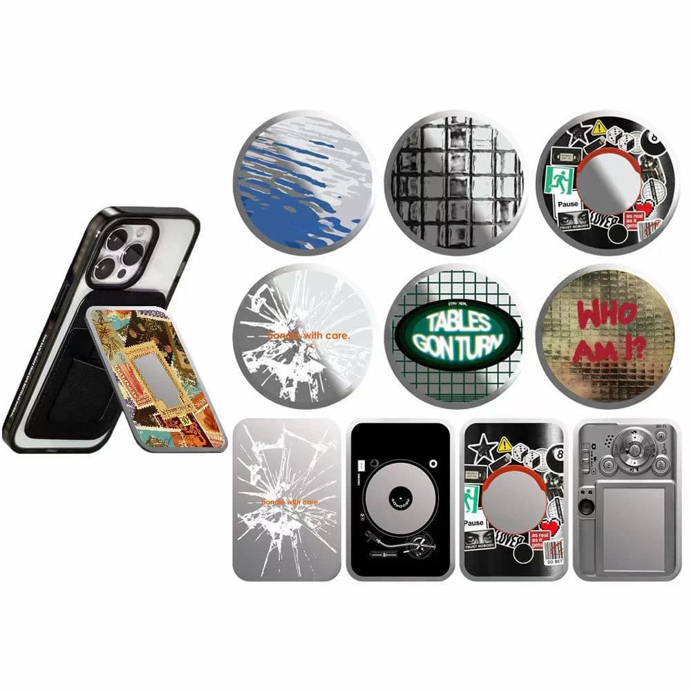Retro Camera Record Pattern Magnetic Phone Stand Card Holder for IPhone 13 14 15 16 17 Pro Max Case