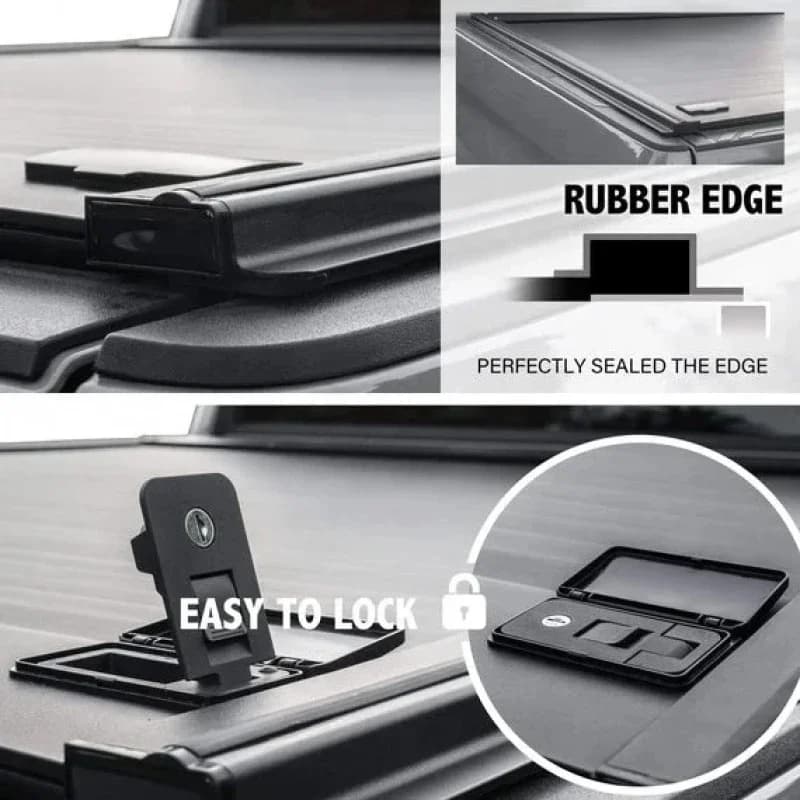 Rustproof Relile Hard Aluminum Retrac Roller Shutter Tonneau Cover, Custom Fit Pickup Truck Bed Protective Accessory Waterproof