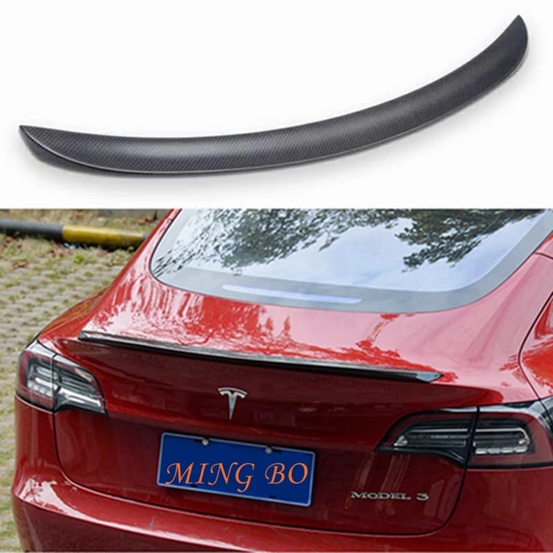 For Tesla Model 3 High Quality Real Carbon Fiber Rear Spoiler Tail Trunk Wing 2017 2018 2019 2020 2021  2022