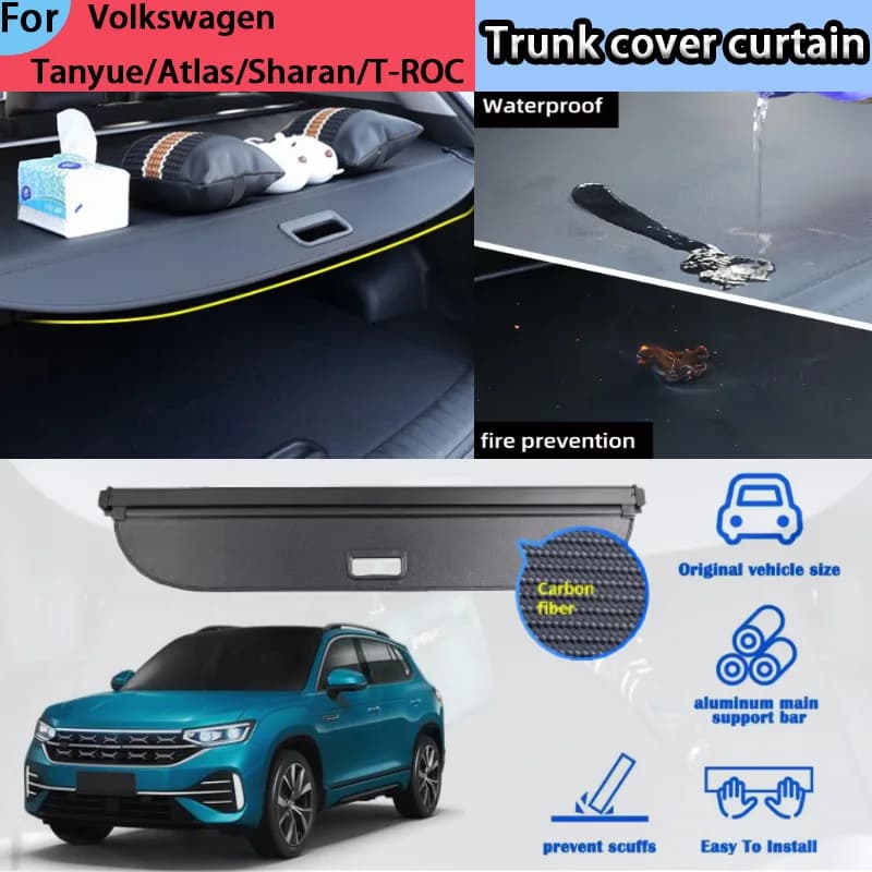 Suitable for VW Tanyue/Atlas/Sharan/T-Roc Trunk Curtain Rear Trunk Storage Partition Bezel Interior Modification Accessories