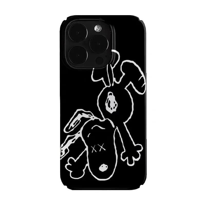 Ins Black Line Dog Cartoon Phone Case for IPHONE 17 Air 16E 15 PROMAX 14 Plus 13 12 MINI 11 PRO 16Plus XR SE Acrylic Phone Cover