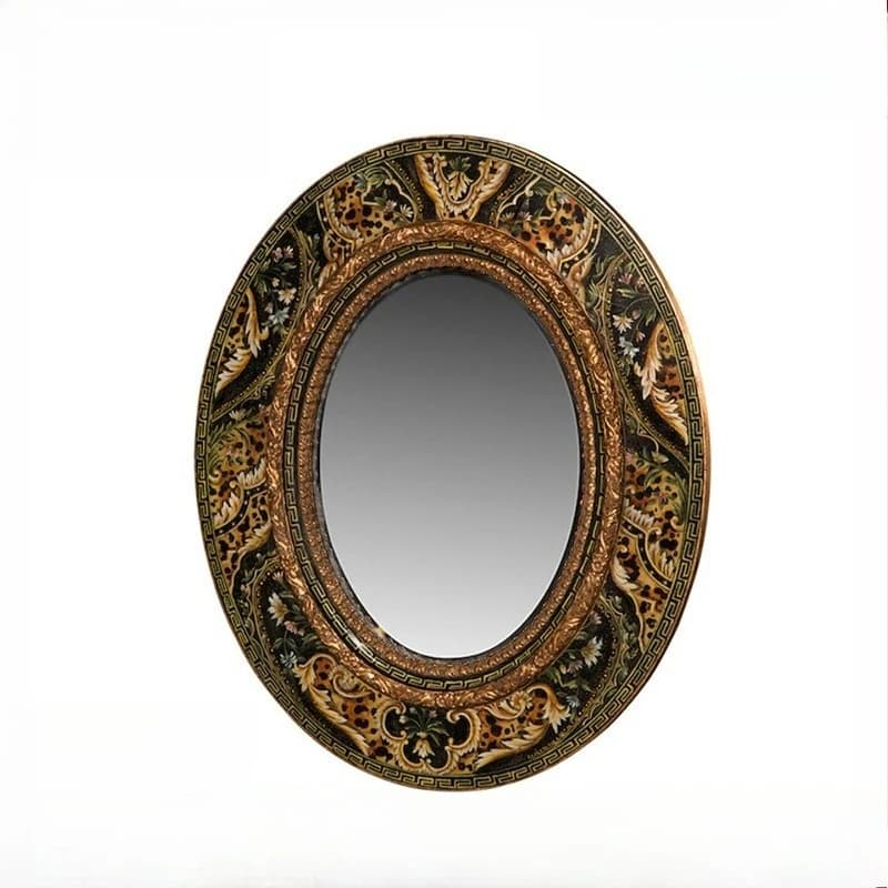 French Chinese style hand-painted entrance mirror with gold foil living room entrance solid wood decoration