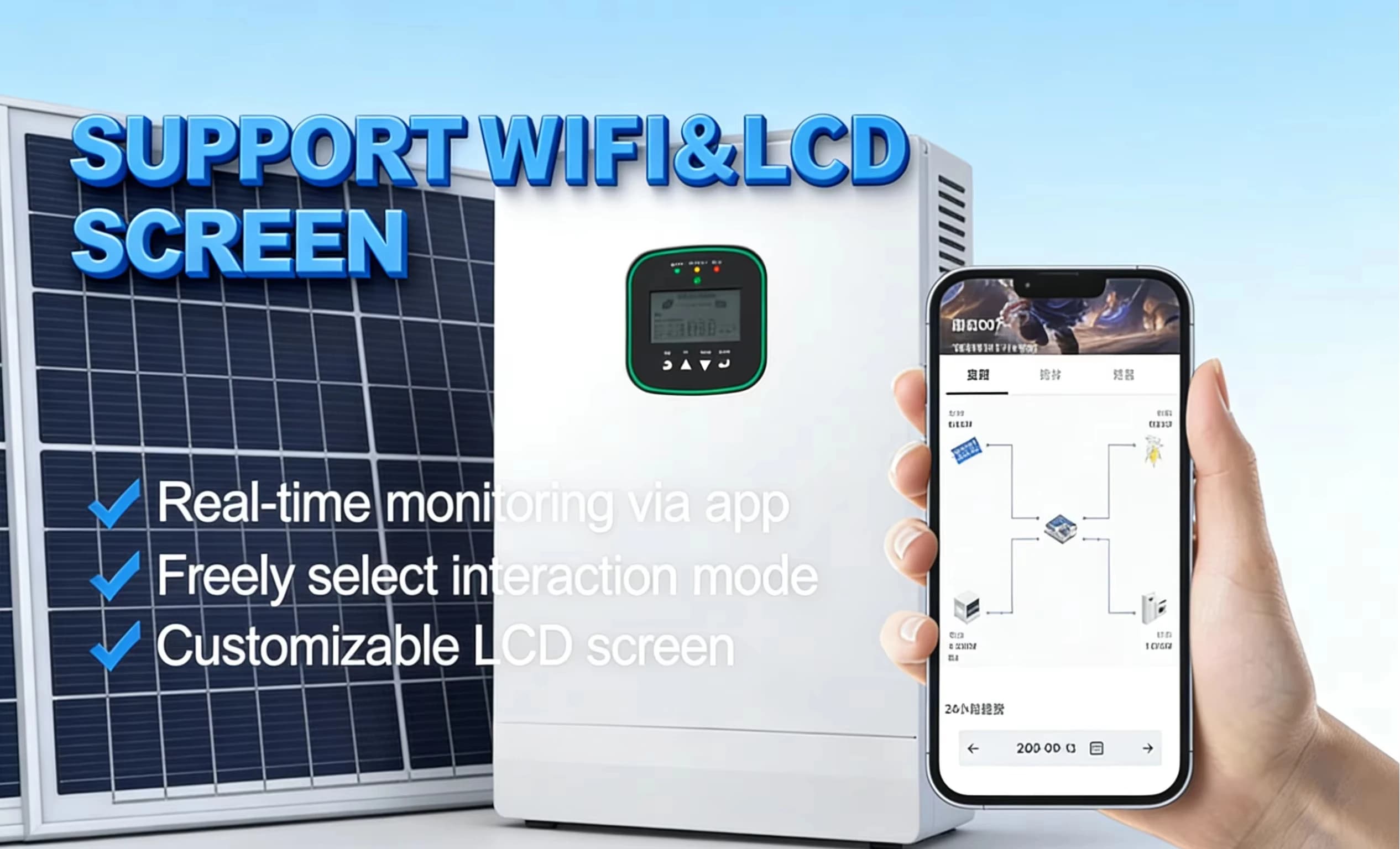 6.2KW Hybrid Solar Inverter EU Standard  Pure Sine Wave Battery Storage Compatible Residential Backup Power System