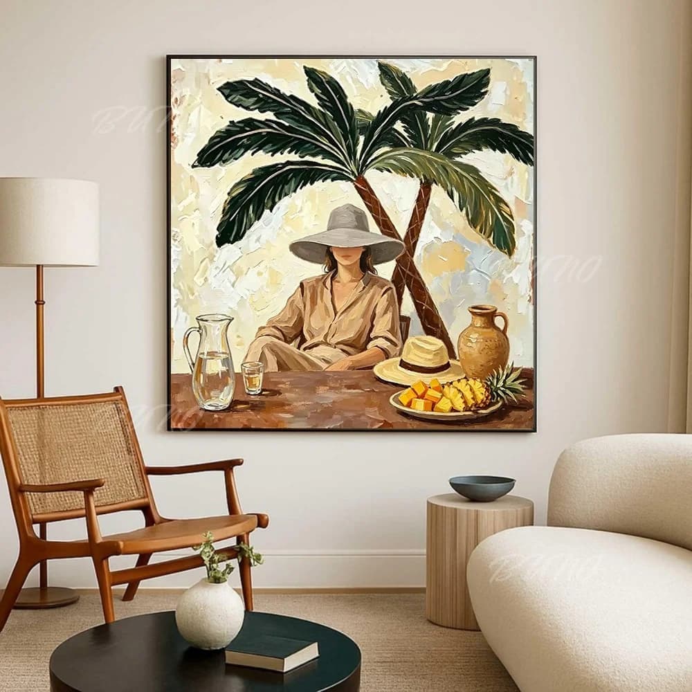 Modern Abstract Oil Painting 100% Handmade Lady Figure Canvas Wall Art for Living Room Bedroom Home Decor