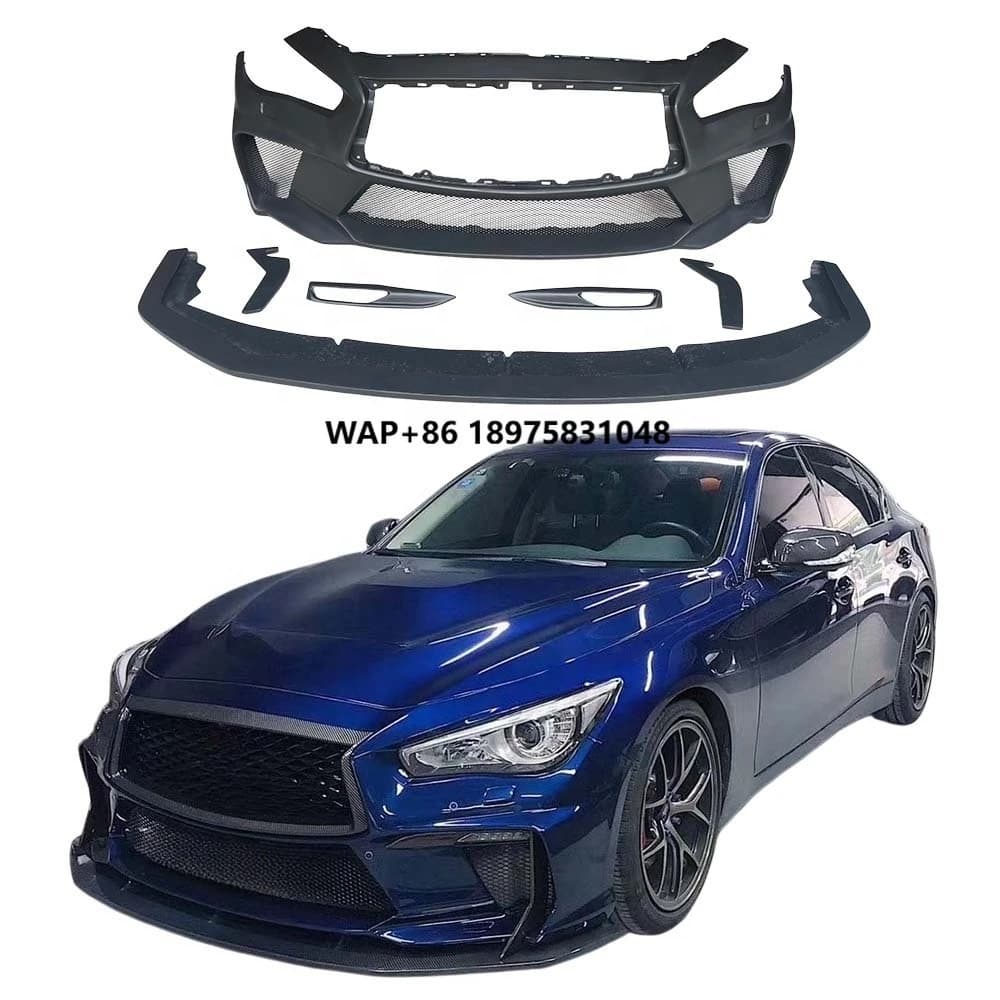 New Fiberglass Front Bumper Body Kit 100% Fit for Infiniti Q50 2014-2024 Black Primer