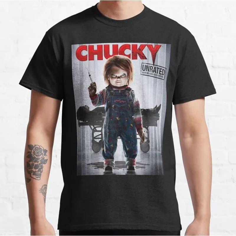 Chucky Child's Play Graphic T-Shirt Killer Doll Unisex Tee 0126 Cotton Short Sleeve Cult Slasher Horror Halloween Casual Tops