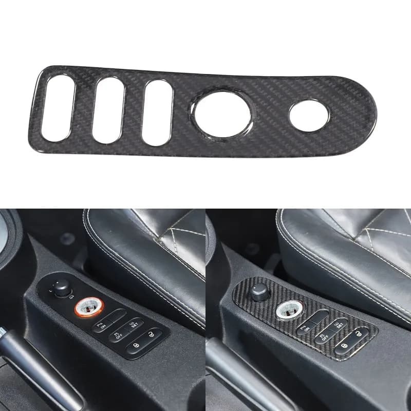 Real Carbon Fiber For 2008-2012 Seat Leon Center Console Door Lock Button Outer Frame Sticker Trim Car Interior Accessories