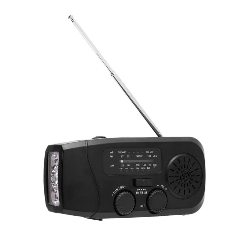 Solar Hand Crank Radio 2000mAh Battery AM FM WB Emergency Weather Radio with LED Flashlight for Outdoor Camping Hiking