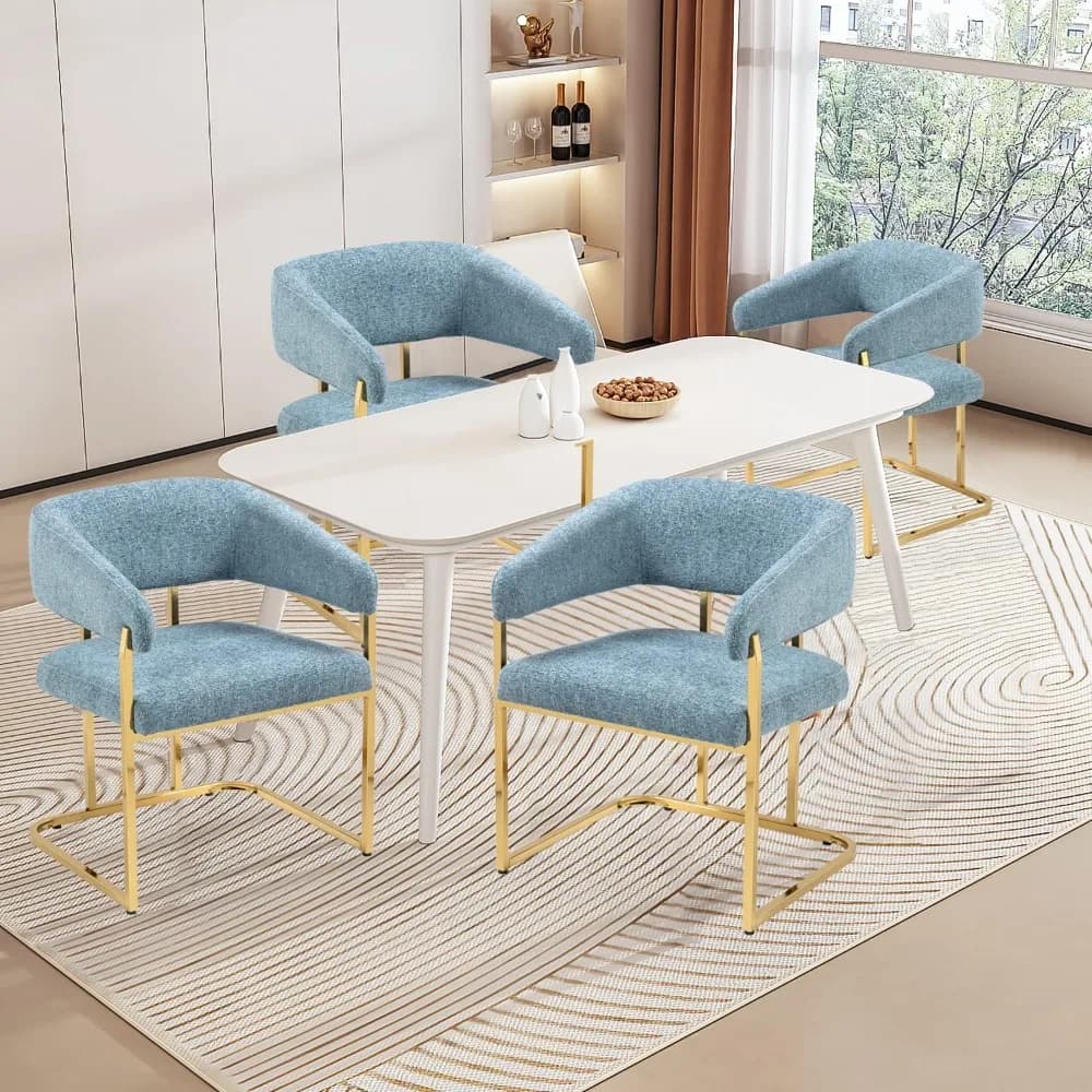 Dining Chairs Set of 4, Kitchen Room Chair for Dining Table, Mid-Century Modern Barrel Living Room and Restaurant Funiture