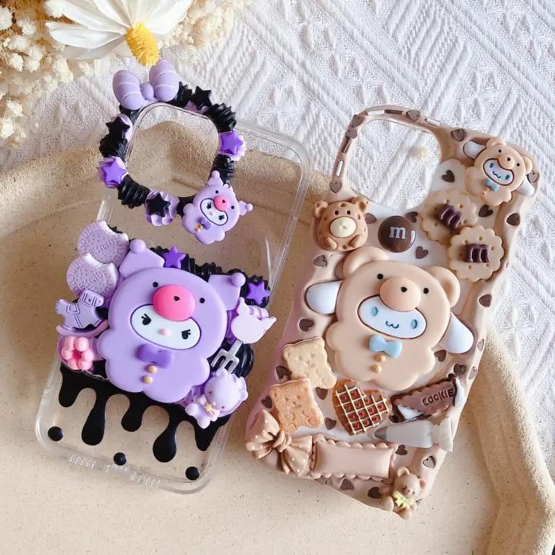 Handmade case For Samsung s22 s21 ultra case 3D Cartoon galaxy S20 FE Kawaii phone shell s9/10 plus DIY cream cover couple gift