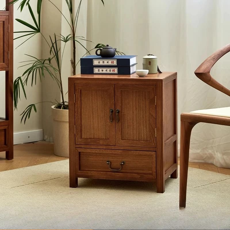 LH solid wood tea corner cabinet bedside new Chinese chest cabinet storage low cabinet