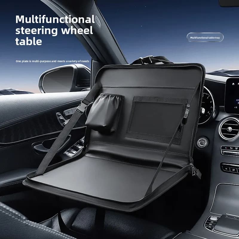 Car Steering Wheel Dining Table + Rear Seat Back Organizer Set + Office Laptop Bag - Foldable Vehicle Storage Bag