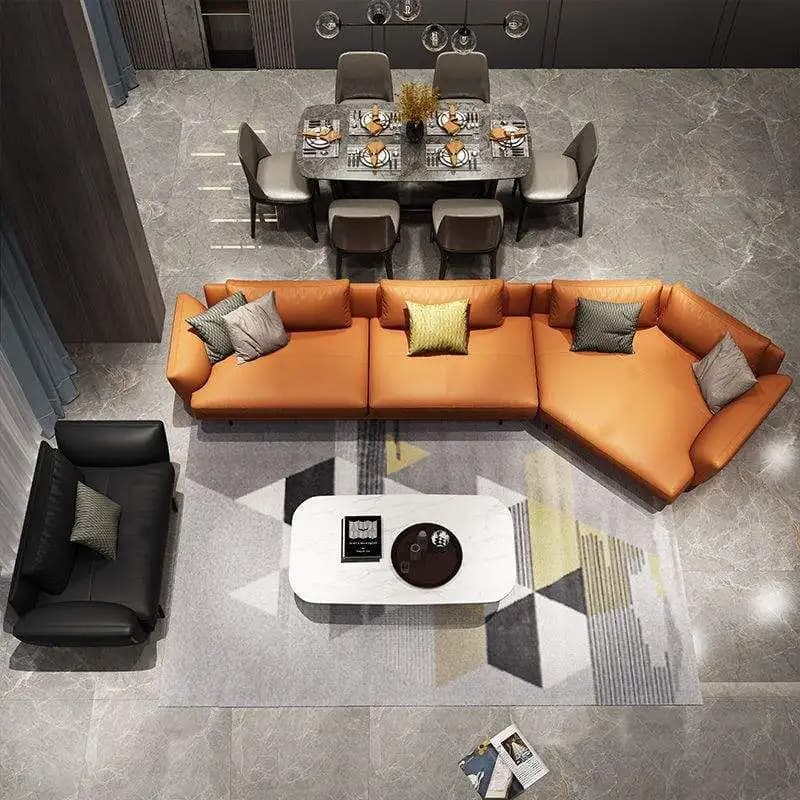 Modern Living Room Sectional Sofa With Soft Sponge Cushions And Synthetic Leather Upholstery With Synthetic Leather Upholstery