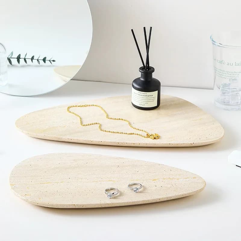 Irregular Shape Natural Marble Tray for Ring Earrings Jewelry Display Decorative  Trinket Dish for Watch Keys Perfume