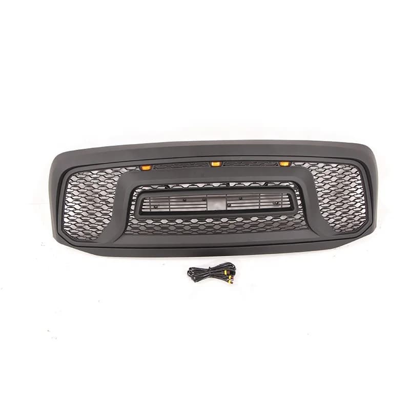 Custom 3-Piece LED Lights And Honeycomb Black Front Grille For 2006-2008 For Ram 1500 Pickup Trucks Made Of Durable ABS Material