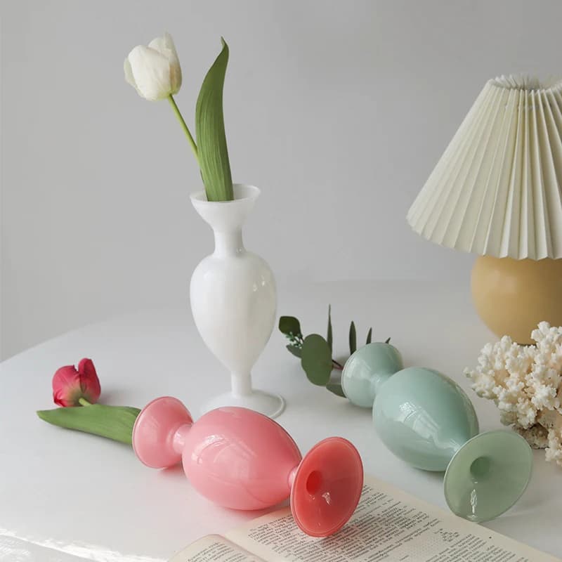 Glass Flower Vase For Home Decor Table Centerpiece Rustic Floral Vase Decorative Table Vase Home Decor Farmhouse