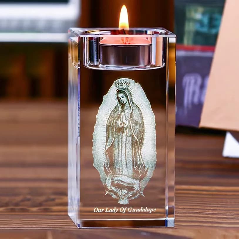 Home Decor Gift Candlestick Virgin Mary Holiday Gift Elegant Religious Figurine for Festive Tabletop Decoration