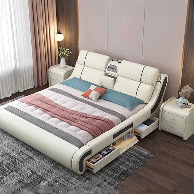 Queen Kids Double Bed Nordic Modern Drawers King Size Frame Double Bed Kids Girl Camas Matrimonial Furniture For Bedroom