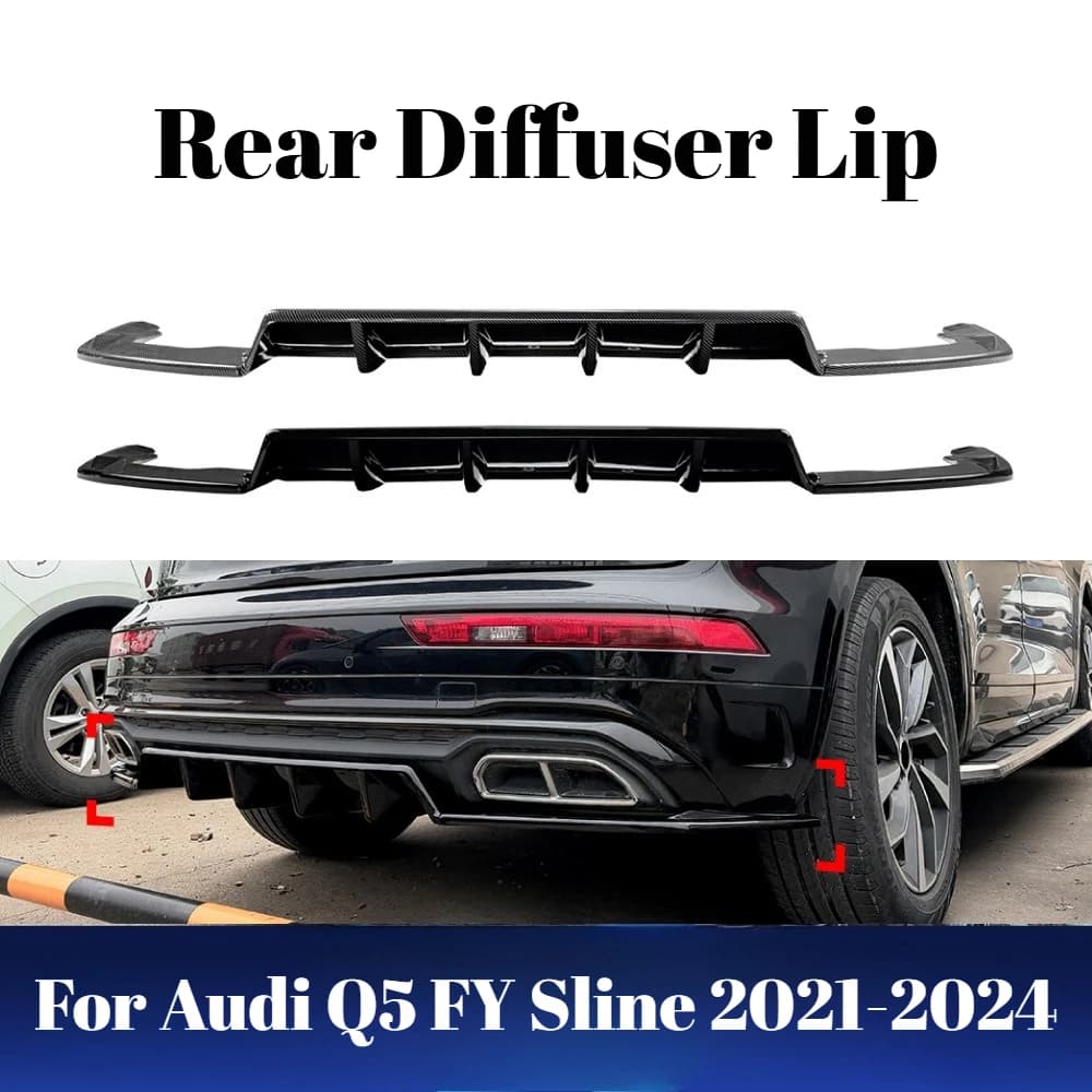 3-pcs For Audi Q5 FY Sline 2021-2024 Rear Diffuser Lip Spoiler Bumper Cover Splitter Body Kit Exterior Decoration ABS Accessory