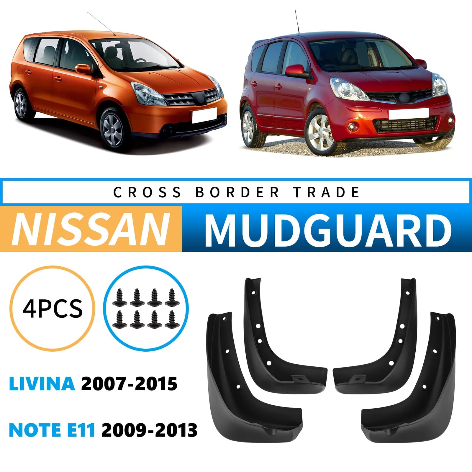 Car Mud Flaps Front Rear Wheels for Livina 2007-2015 Car Mudguards Complete Set for Nissan Note E11 2009-2013