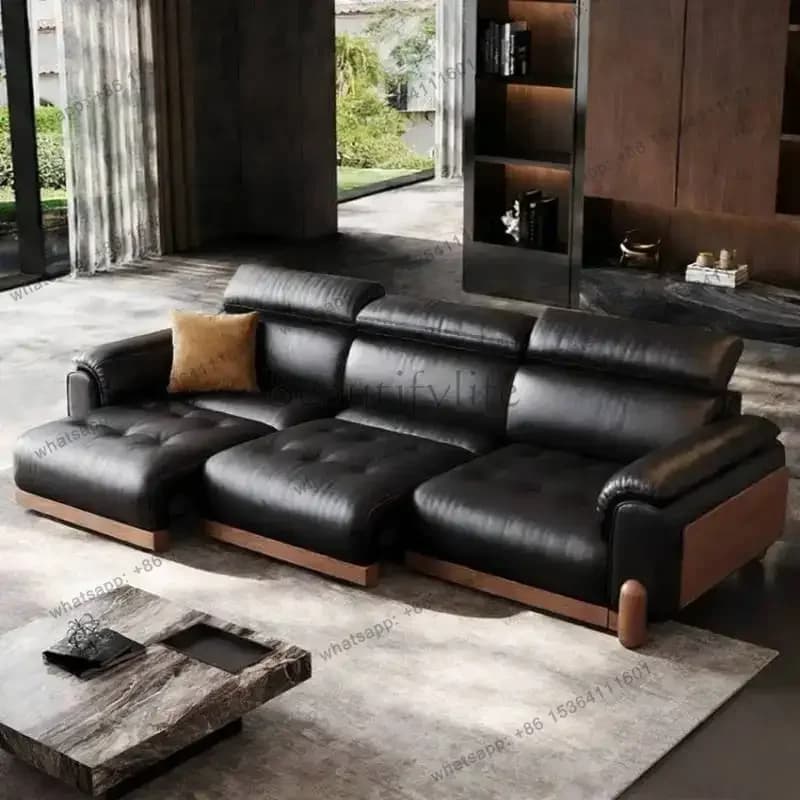 LJY Italian Black Electric Recliner Sofas Cheap China Nordic Luxury Living Room Sofas Quality Modern Woonkamerbanken Furniture