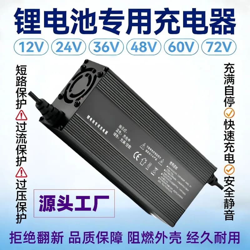 Wow 12V24V36V48V60V72V high power aluminum shell charger iron lithium battery motorcycle takeaway