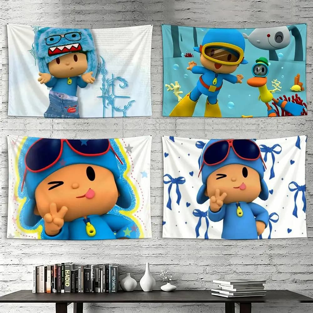 Cartoon P-Pocoyo Flags Wall Hanging Tapestry Outdoor Garage Room Decorative flag Background Blanket