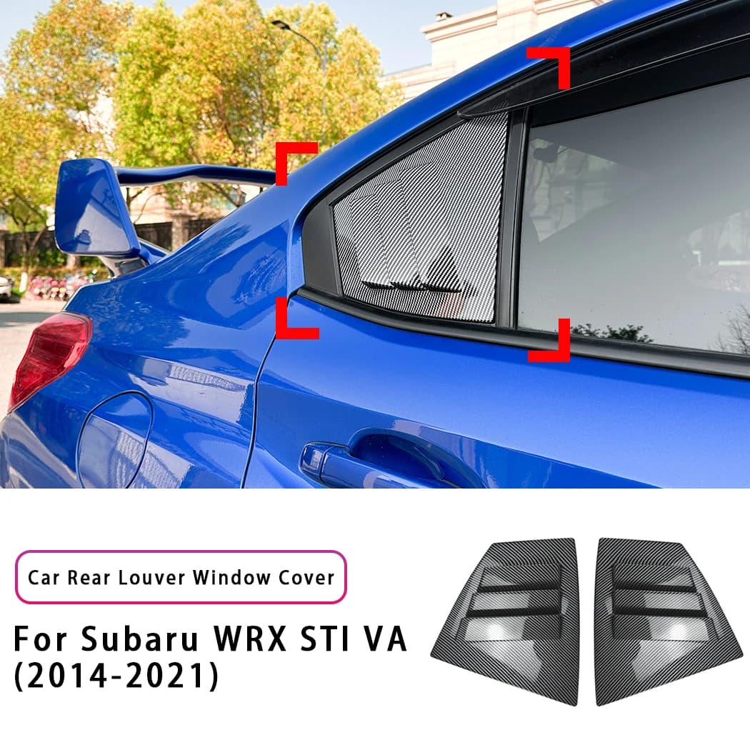 2PCS Carbon Fiber Car Quarter Window Louver Cover Car Rear Triangle Window Cover Accessoires For Subaru WRX STI VA 2014-2021