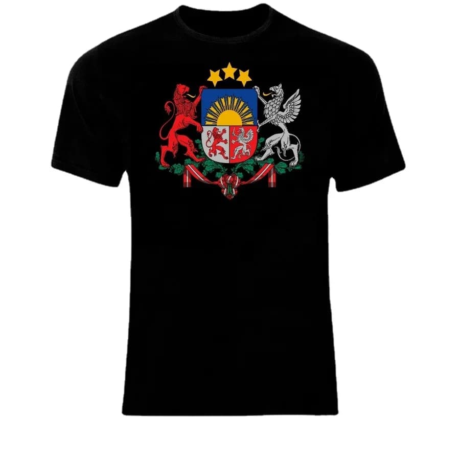 Coat of Arms of The Latvia Latvian Arms Flag T-Shirt. Summer Cotton O-Neck Short Sleeve Mens T Shirt New S-3XL